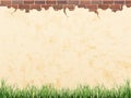 Wall with brick and grass - vector background