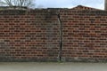 Wall bricks crack, background.