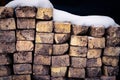 A Wall of Bricks With Snow on Top Royalty Free Stock Photo