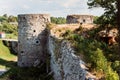 Wall, the bridge and two towers of the medieval fortress Koporye Royalty Free Stock Photo