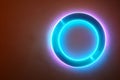 Wall bright blue circle neon light background and backdrop Royalty Free Stock Photo