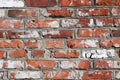 Wall of bright old red brick as beautiful loft-style background