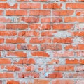 Wall of bright old red brick as beautiful loft-style background