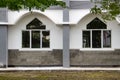 The wall of the building with a glass window model that resembles a dome Royalty Free Stock Photo