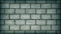The wall of the building is made of concrete blocks. Aged blue and green tinted background or wallpaper with vignetting. Masonry