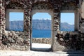 Wall of Byzantine Castle Ruins in Oia village, Santorini, Greece,bright Sunny day Royalty Free Stock Photo