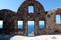 Wall of Byzantine Castle Ruins in Oia village, Santorini, Greece,bright Sunny day Royalty Free Stock Photo