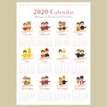 2020 Wall Calendar Indonesia Traditional Clothes Vector Design