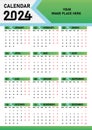 Wall Calendar 2024 new year single page 12 month annual calendar template. Monthly yearly calendar layout ready to print. 2024