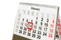 wall calendar with red mark Valentines day Royalty Free Stock Photo