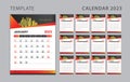 Wall calendar 2023 template red Gradient background, Desk calendar 2023 design, planner, Calenar design vertical page