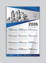 Wall Calendar 2026 template. Week Starts on Saturday. Set of 12 Months for calendar 2026 year. Desk calendar 2026 template.