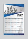 Wall Calendar 2027 template. Week Starts on Saturday. Set of 12 Months for calendar 2027 year. Desk calendar 2027 template.