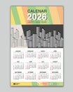 Wall calendar 2026 year geometric template vector with Place for Photo and Logo. Week Starts on sunday. desk calendar 2026 design