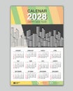 Wall calendar 2028 year geometric template vector with Place for Photo and Logo. Week Starts on sunday. desk calendar 2028 design