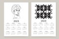 Wall calendar 2023 year. Minimal contemporary art calendar planner, abstract organizer. Vector illustration Royalty Free Stock Photo