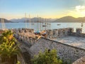 On the wall of the castle of Marmaris in Turkey. Castle of Marmaris is one of the most attended places of the city Royalty Free Stock Photo