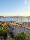 On the wall of the castle of Marmaris in Turkey. Castle of Marmaris is one of the most attended places of the city Royalty Free Stock Photo