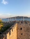 On the wall of the castle of Marmaris in Turkey. Castle of Marmaris is one of the most attended places of the city Royalty Free Stock Photo