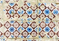 Portuguese glazed tiles, blue, white and brown, pattern and background Royalty Free Stock Photo