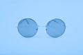 Wall of Classic Blue in Color 2020 - 19-4052. Color of the Year. Glasses. Royalty Free Stock Photo