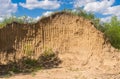 Wall of clay in section in an open clay pit in central Ukraine Royalty Free Stock Photo