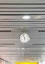 Wall clock in building at international airport terminal Royalty Free Stock Photo