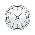 Wall clock circle sign with chronometer pointer tool and deadline stopwatch speed office alarm timer minute watch vector Royalty Free Stock Photo