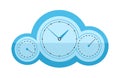 Wall clock circle sign with chronometer pointer tool and deadline stopwatch speed office alarm timer minute watch vector