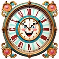 Wall clock face vintage roman numeral happy decoration Royalty Free Stock Photo