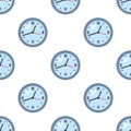 Wall Clock Flat Icon Seamless Pattern