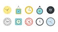 Wall clock icon set, flat style Royalty Free Stock Photo