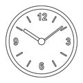 Wall clock, interior design element for living room or cabinet, vector outline for coloring book