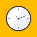 Wall clock isolated on yellow background. Vector illustration. EPS 10