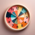 Wall clock, rainbow dial background, pastel background - AI generated image