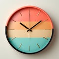 Wall clock, rainbow dial background, pastel background - AI generated image