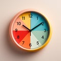 Wall clock, rainbow dial background, pastel background - AI generated image