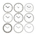 Wall clock set. Vector clocks icons. Vector illustration for creating an interior for games and scenes. Mockups for design from Royalty Free Stock Photo