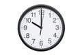 Wall clock shows time 10 o`clock on white isolated background. Round wall clock - front view. Twenty two o`clock