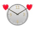 Wall clock with two red hearts Royalty Free Stock Photo