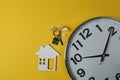 wall clock on a yellow Royalty Free Stock Photo