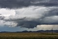 Wall cloud beneath a supercell thunderstorm Royalty Free Stock Photo