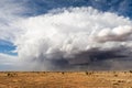 Wall cloud beneath a supercell thunderstorm Royalty Free Stock Photo
