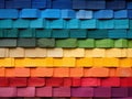 a wall of colorful bricks