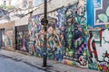 A wall with colorful street art in the urban Lapa neighbourhood of Rio de Janeiro, Brazil, South America Royalty Free Stock Photo