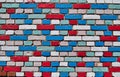 Wall of coloured bricks