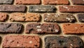 Wall composed of rectangular bricks in shades of red and dark brown, Royalty Free Stock Photo