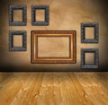 Wall with composition of empty frames Royalty Free Stock Photo