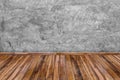 Wall concrete background. Old cement texture cracked, White, Grey vintage wallpaper abstract grunge with wood floor interior room Royalty Free Stock Photo