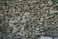 A wall consisting of layered flat stones creating a structure suitable as a background.